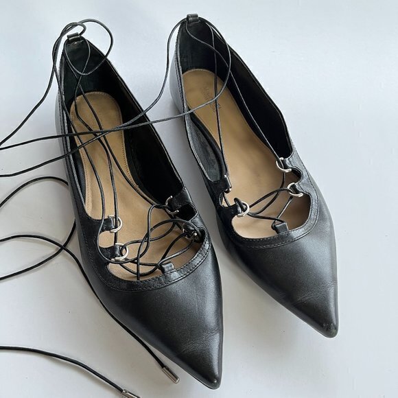 Michael Michael Kors Tabby Leather Lace-Up Strappy Flats Black‎ Womens Si… - Picture 3 of 9